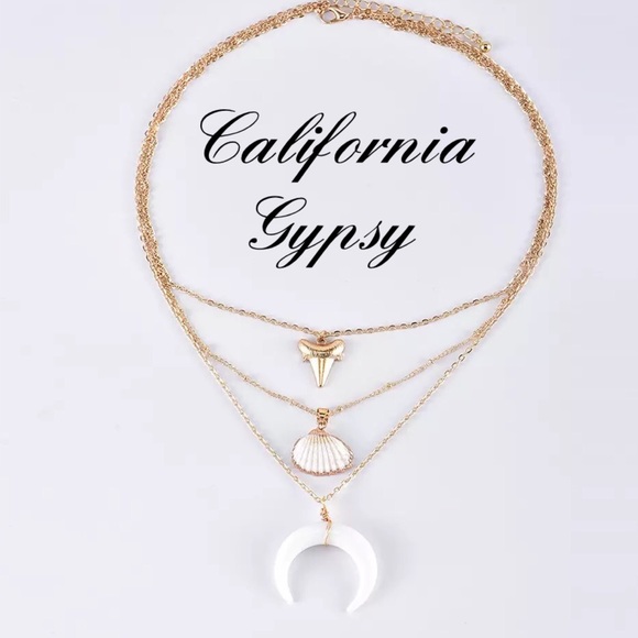 Layered Crescent Moon Boho Beach Necklace - Picture 5 of 6